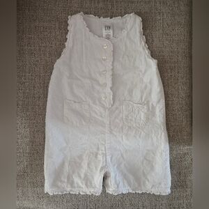 Gap Baby Girl White Floral Embroidered Cotton Tank Romper 18-24 Months